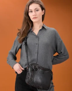 BIBA Bandolera-Bandolera Greenville De Piel Negro