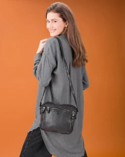 BIBA Bandolera-Bandolera Greenville De Piel Negro