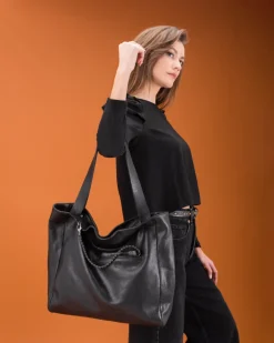 BIBA Bolsos Hobo-Bolso De Hombro Brewton De Piel Negro