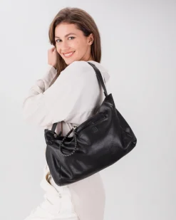 BIBA Bolsos Hobo-Bolso De Hombro Brewton De Piel Negro