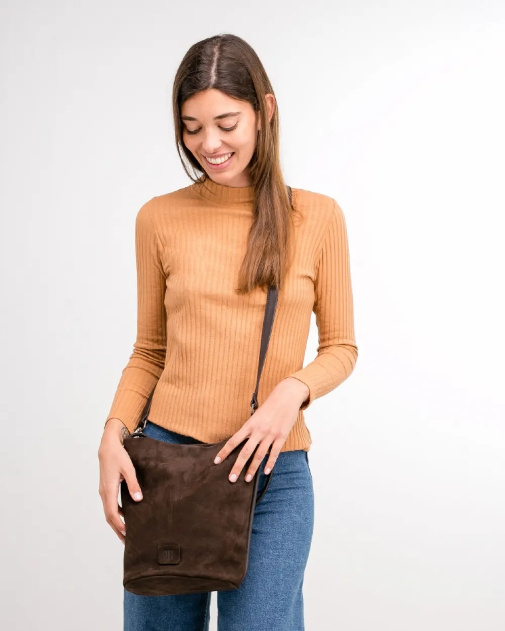 BIBA Bolsos Hobo-Bolso De Hombro Corwin De Piel Marron Oscuro