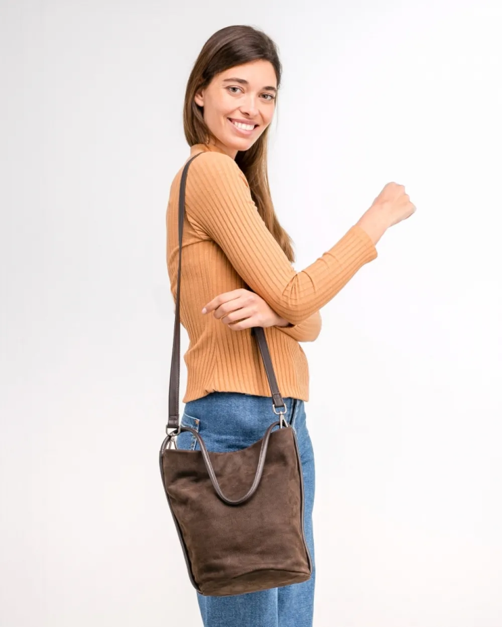 BIBA Bolsos Hobo-Bolso De Hombro Corwin De Piel Marron Oscuro