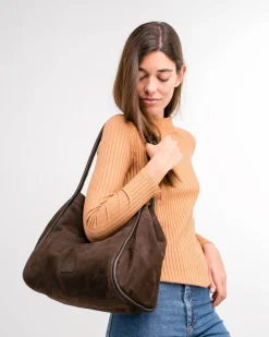 BIBA Bolsos Hobo-Bolso De Hombro Corwin De Piel Marron Oscuro