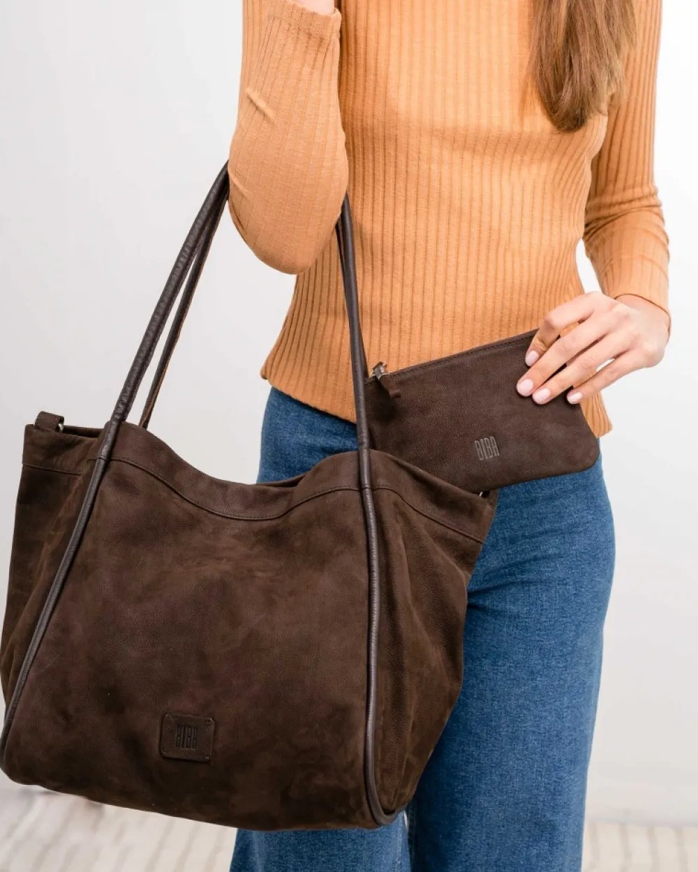 BIBA Bolsos Hobo-Bolso De Hombro Corwin De Piel Marron Oscuro