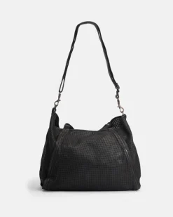 BIBA Bolsos Hobo-Bolso De Hombro Hoxie Drill De Piel Negro