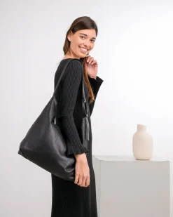 BIBA Bolsos Hobo-Bolso De Hombro Relovell De Piel Negro