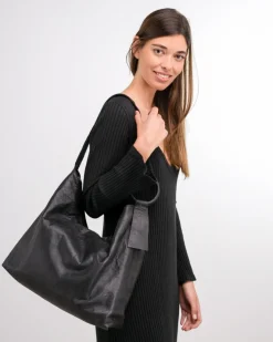 BIBA Bolsos Hobo-Bolso De Hombro Relovell De Piel Negro