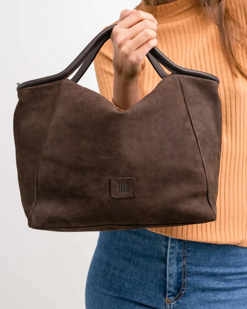 BIBA Bolso De Mano-Bolso De Mano Corwin De Piel Marron Oscuro