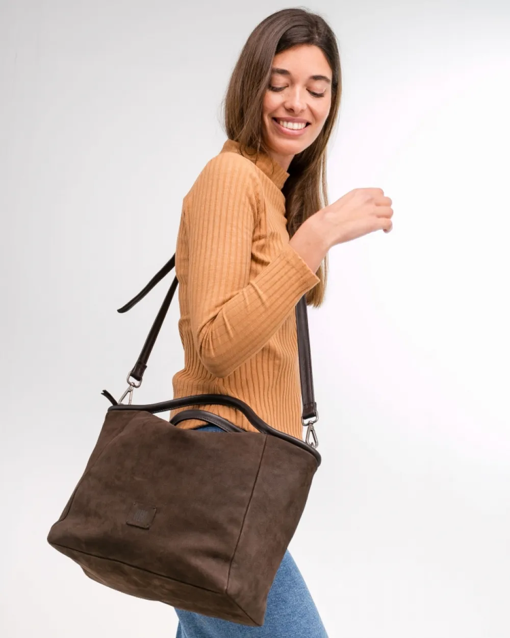 BIBA Bolso De Mano-Bolso De Mano Corwin De Piel Marron Oscuro