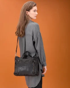 BIBA Bolso De Mano-Bolso De Mano Greenville De Piel Negro