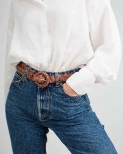 BIBA Cinturón-Cinturón Cumberland De Piel Marron Oscuro