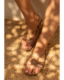 BIBA Sandalias-Sandalia Art Deco De Piel Taupe